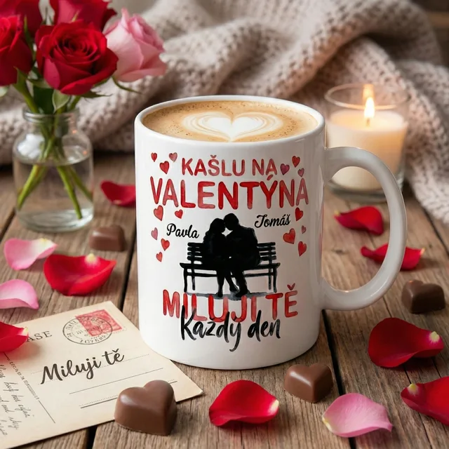 Valentýnský hrnek se jmény 330 ml – Kašlu na Valentýna