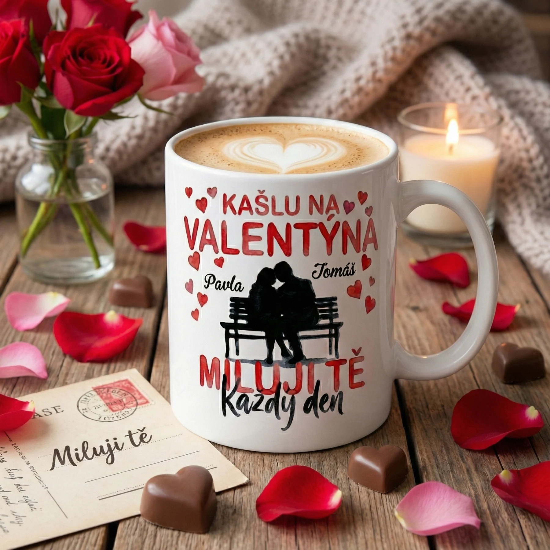 Valentýnský hrnek se jmény 330 ml – Kašlu na Valentýna